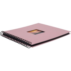 Album a spirale Khari rose a righe nere 24x25 cm