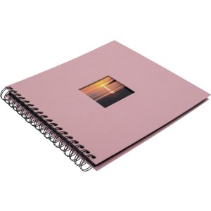 Album a spirale Khari rose a righe nere 24x25 cm