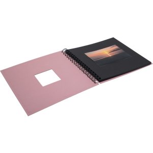 Album a spirale Khari rose a righe nere 24x25 cm