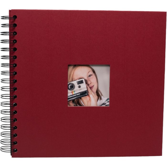 HNFD Album a spirale Khari rosso a righe 24x25 cm 50 pagine nere