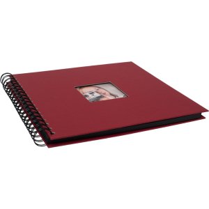 HNFD Album a spirale Khari rosso a righe 24x25 cm 50 pagine nere