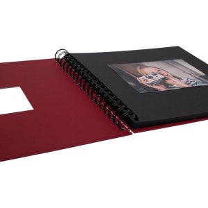 HNFD Album a spirale Khari rosso a righe 24x25 cm 50 pagine nere