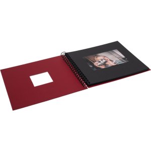 HNFD Album a spirale Khari rosso a righe 24x25 cm 50 pagine nere