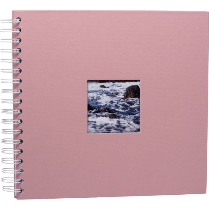 Album a spirale Khari rose a righe bianche 24x25 cm