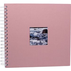 Album a spirale Khari rose a righe bianche 24x25 cm