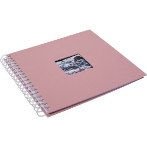 Album a spirale Khari rose a righe bianche 24x25 cm