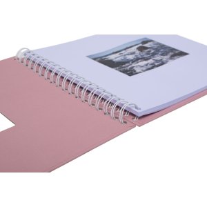 Album a spirale Khari rose a righe bianche 24x25 cm