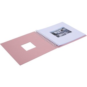 Album a spirale Khari rose a righe bianche 24x25 cm
