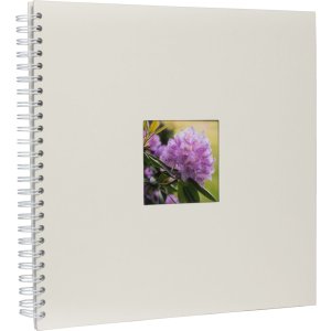 Album a spirale Khari avorio a righe bianche 33x33 cm