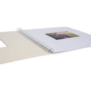 Album a spirale Khari avorio a righe bianche 33x33 cm