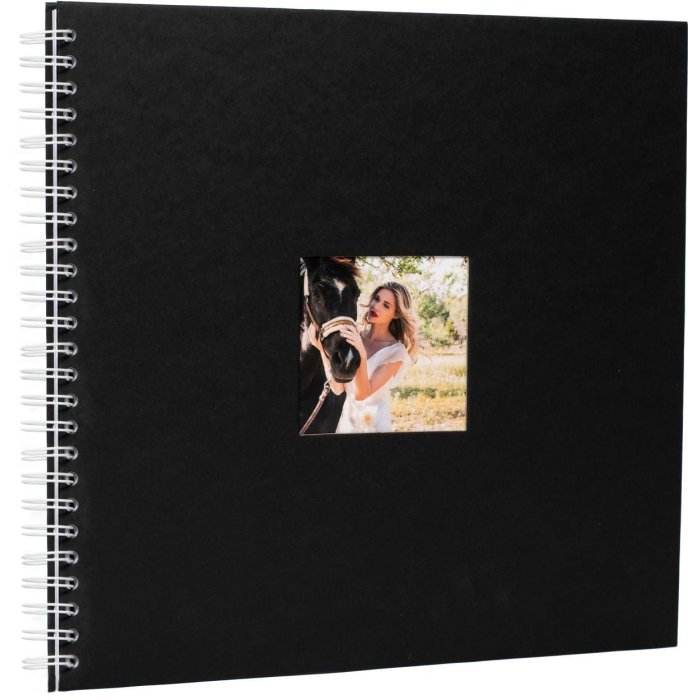 Album a spirale Khari nero opaco pagine bianche 33x33 cm
