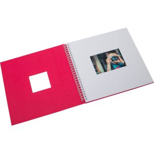 Album a spirale Khari fucsia a righe bianche 33x33 cm
