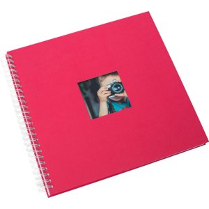 Album a spirale Khari fucsia a righe bianche 33x33 cm