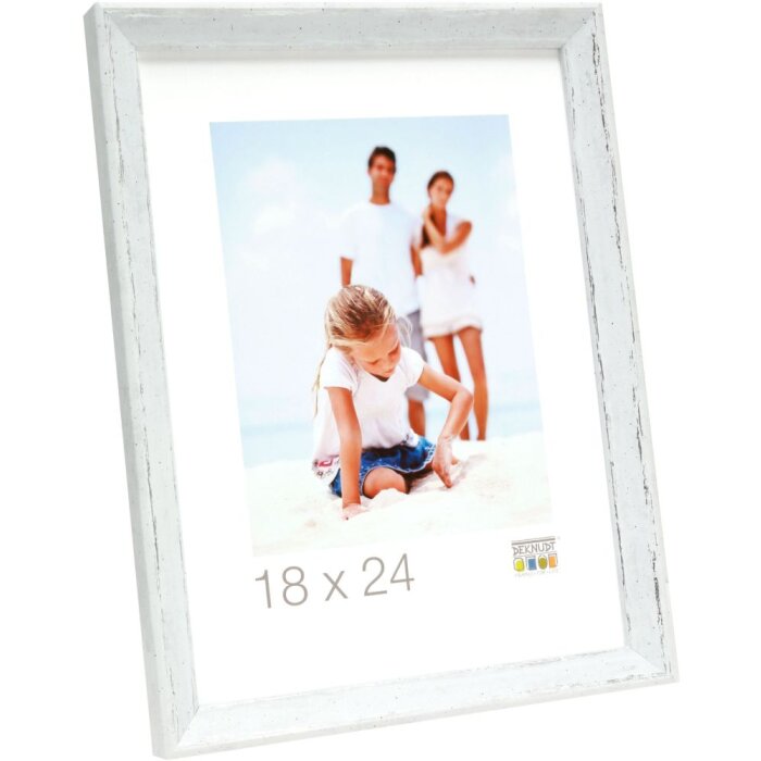 S46DF1 Cornice per foto in bianco con bordo argentato