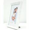 S46DF1 Cornice per foto in bianco con bordo argentato