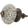 Clayre & Eef 64162 Pomello per porta Ø 4 cm Ceramica Grigio Marrone Rotondo