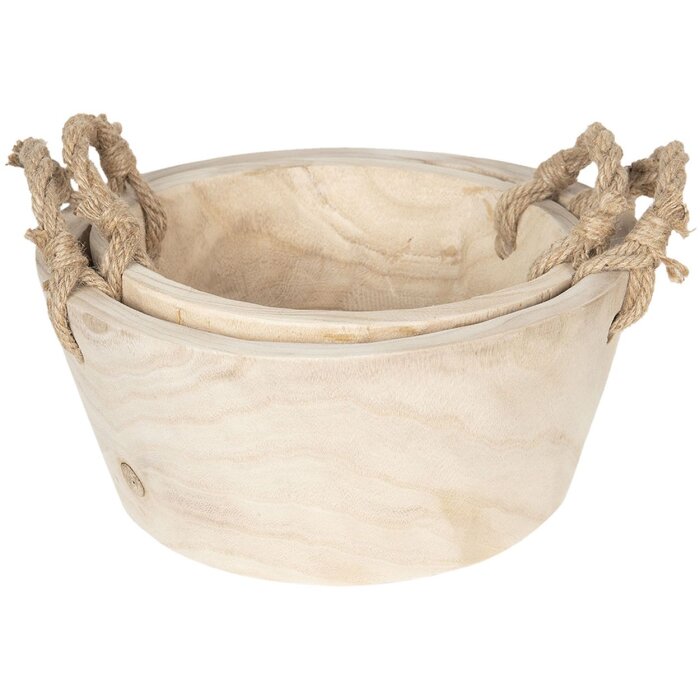 Cestino in legno (2 pezzi) Ø 36x16 cm - Ø 29x13 cm