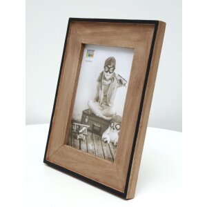 S67TX2 Cornice stretta in nero con passepartout in legno