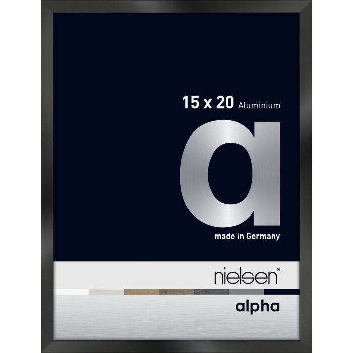 Cornice Nielsen in alluminio Alpha 15x20 cm anodizzato nero lucido