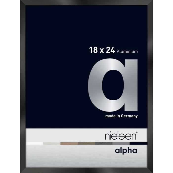 Cornice Nielsen in alluminio Alpha 18x24 cm anodizzato nero lucido
