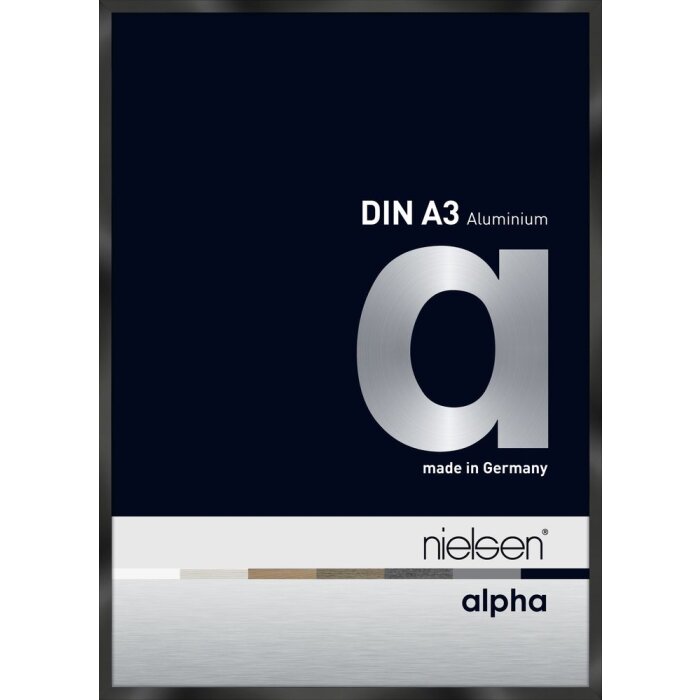 Cornice Nielsen in alluminio Alpha 29,7x42 cm anodizzato nero lucido