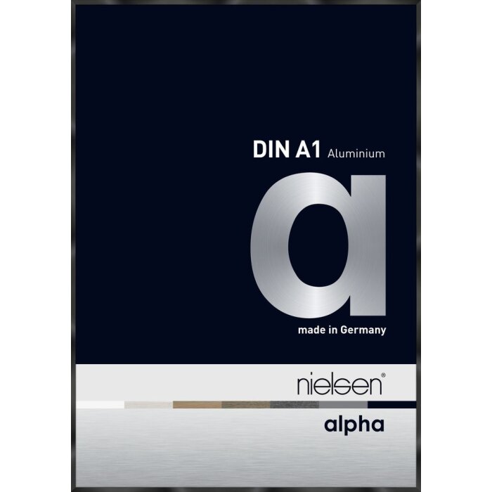 Cornice Nielsen in alluminio Alpha 59,4x84,1 cm anodizzato nero lucido