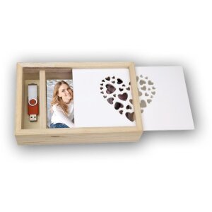Scatola fotografica in legno Love USB + foto