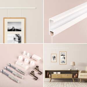 Set di binari per galleria in alluminio, 1 m, bianco