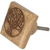 Clayre & Eef 64496 Pomello per porta 4x2x4 cm in legno marrone albero quadrato