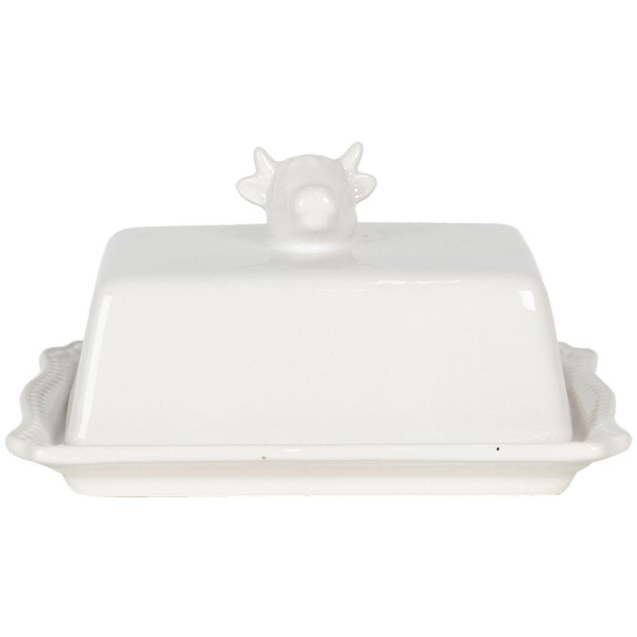 Piatto da burro Mucca 18x14x8 cm Clayre & Eef 6CE1136