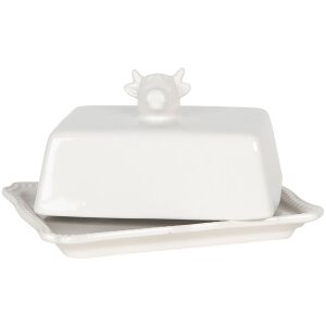 Piatto da burro Mucca 18x14x8 cm Clayre & Eef 6CE1136