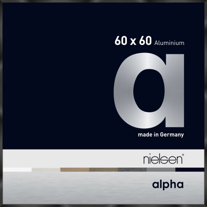 Cornice Nielsen in alluminio Alpha TCSC 60x60 cm anodizzato nero lucido