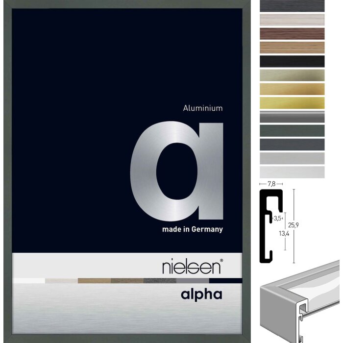 Cornice Nielsen in alluminio con vetro antiriflesso Alpha TCSC