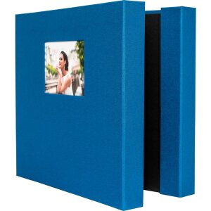 HNFD Album fotografico Lona lino blu 1000 foto 34,5x33 cm 168 pagine nere