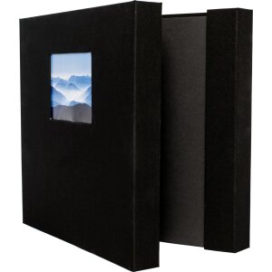 HNFD Album fotografico Lona in lino nero 1000 foto 34,5x33 cm 168 pagine nere