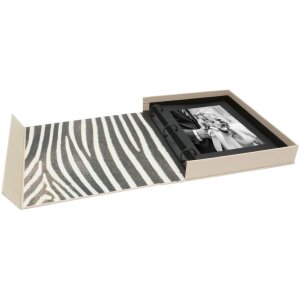Scatola fotografica in lino con album a spirale 26x32 cm