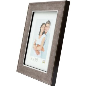 Cornice in legno S46E bordo argento 30x30 cm vetro grigio antiriflesso