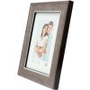 Cornice in legno S46E bordo argento 30x30 cm vetro grigio antiriflesso