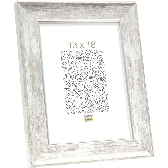Cornice in legno S46E bordo argento 30x40 cm vetro bianco antiriflesso