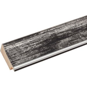 Cornice in legno S46E bordo argento 15x15 cm vetro nero antiriflesso