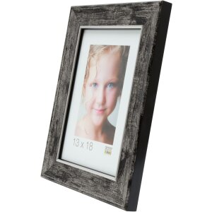 Cornice in legno S46E bordo argento 15x15 cm vetro nero antiriflesso