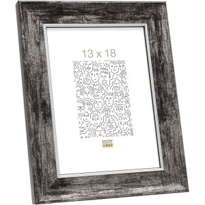 Cornice in legno S46E bordo argento 24x30 cm vetro nero antiriflesso
