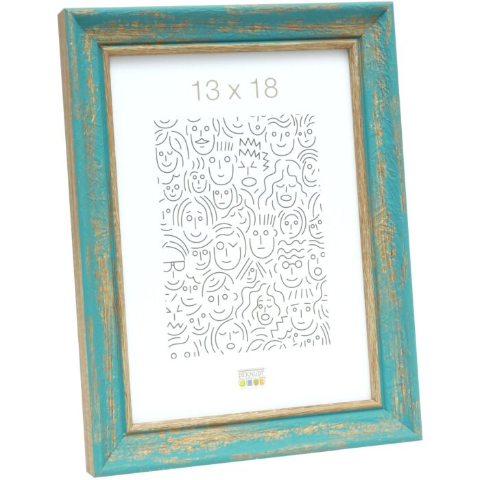 Cornice di legno S46TG turchese 13x18 cm