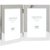 Doppia cornice s57mq1 argento lucido 2 foto 10x15 cm formato verticale