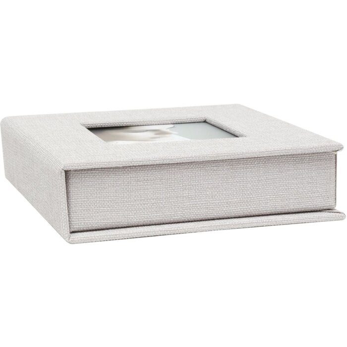 Scatola USB in lino grigio 13x13 cm