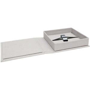 Scatola USB in lino grigio 13x13 cm