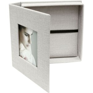 Scatola USB in lino grigio 13x13 cm