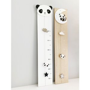 Misuratore di crescita in bianco con panda 17x81 cm