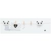 Parete di legno bianco con mollette e motivo di panda 15x48 cm