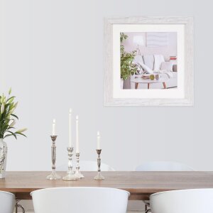 Henzo Cornice moderna 50x50 cm bianco con passepartout 30x30 cm